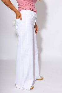 Risen - High Rise Frayed Hem Palazzo Jeans