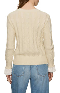 Sanctuary One In A Million Cable Crewneck Top in a million cable crewneck top in vanilla - women's sweater - detail view