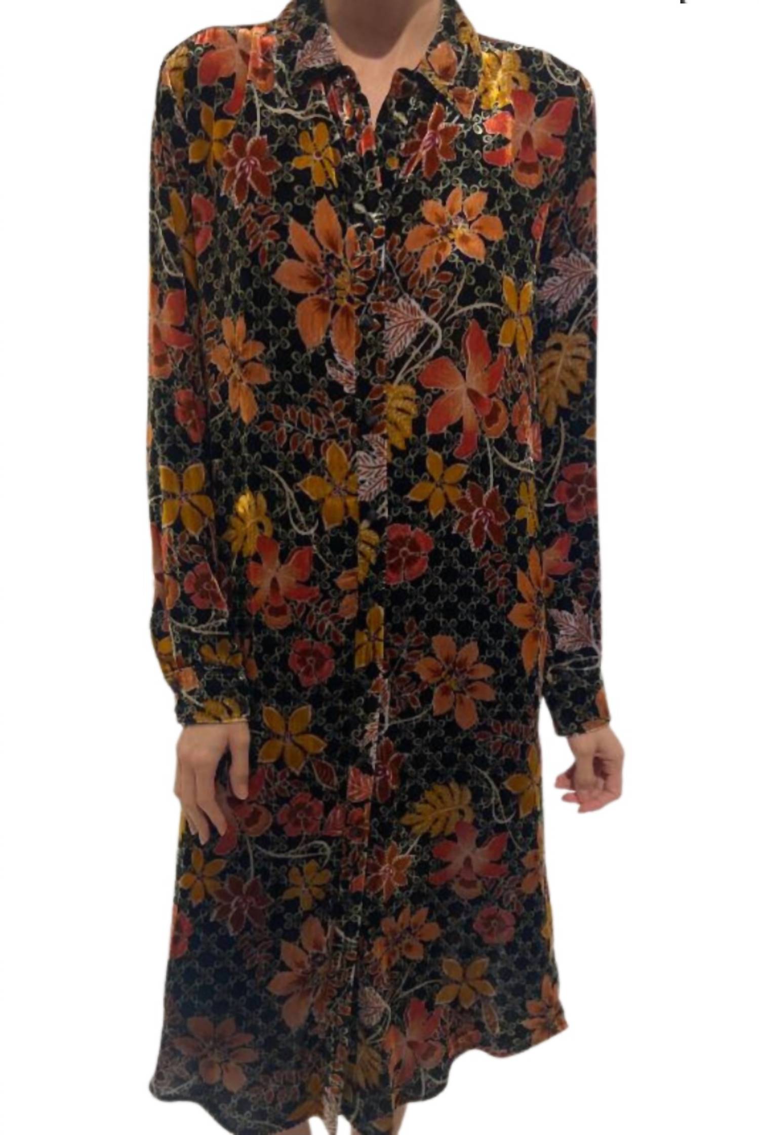 Women's Jasmoon Flore Velvet Relaxed Overshirt Dress
