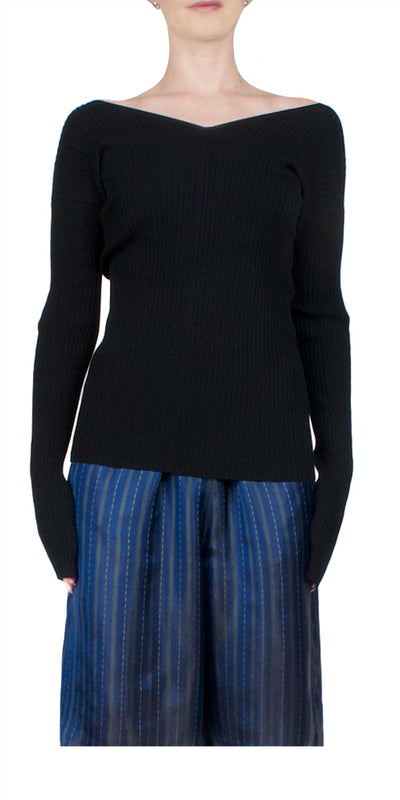6397 - Women's Ribbed Double-v Top