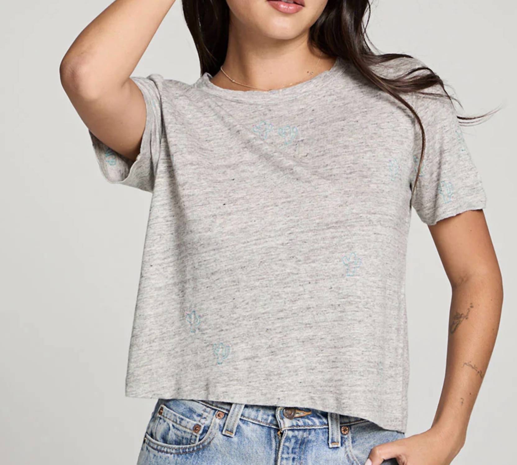 Chaser - Linen Jersey Emb. Cactus Tee
