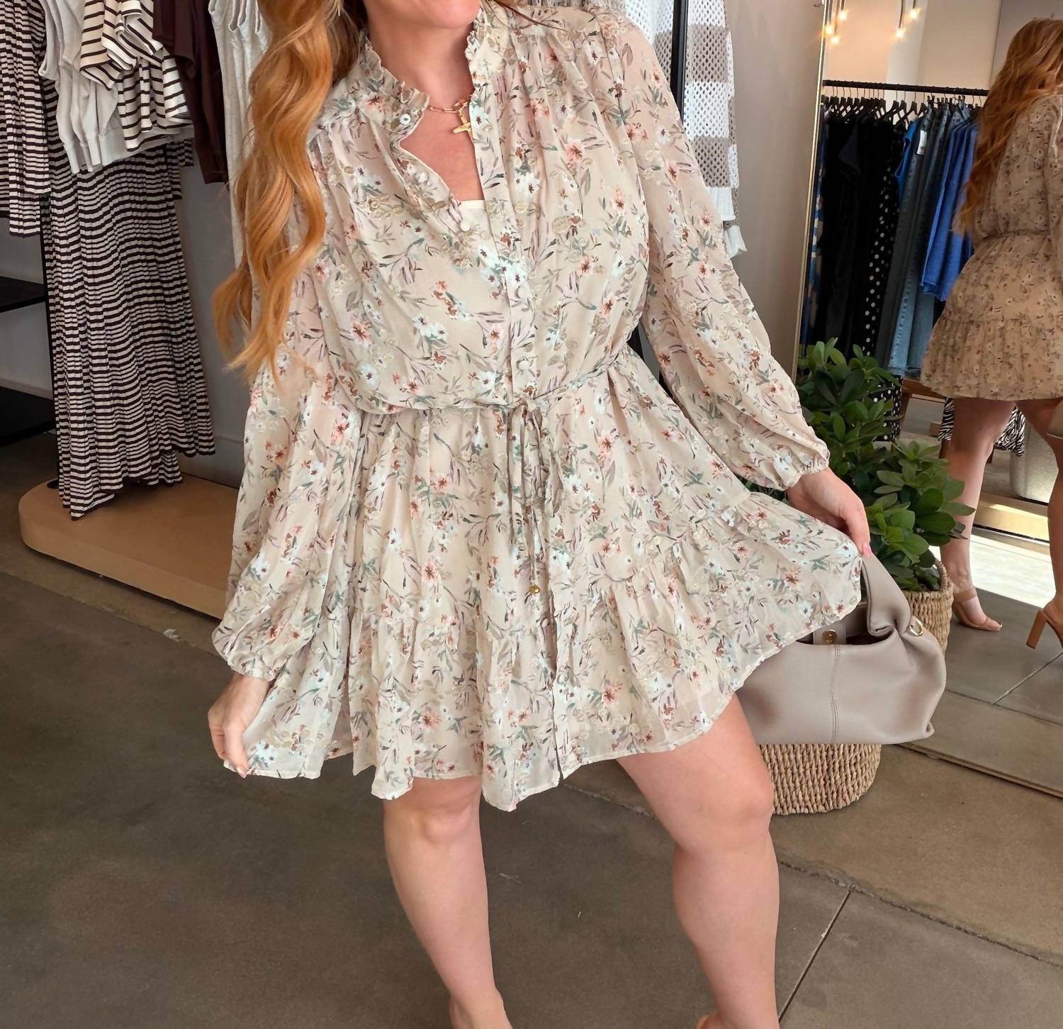 Fate Zoe Floral Mini Dress in taupe - women's dress - view 5