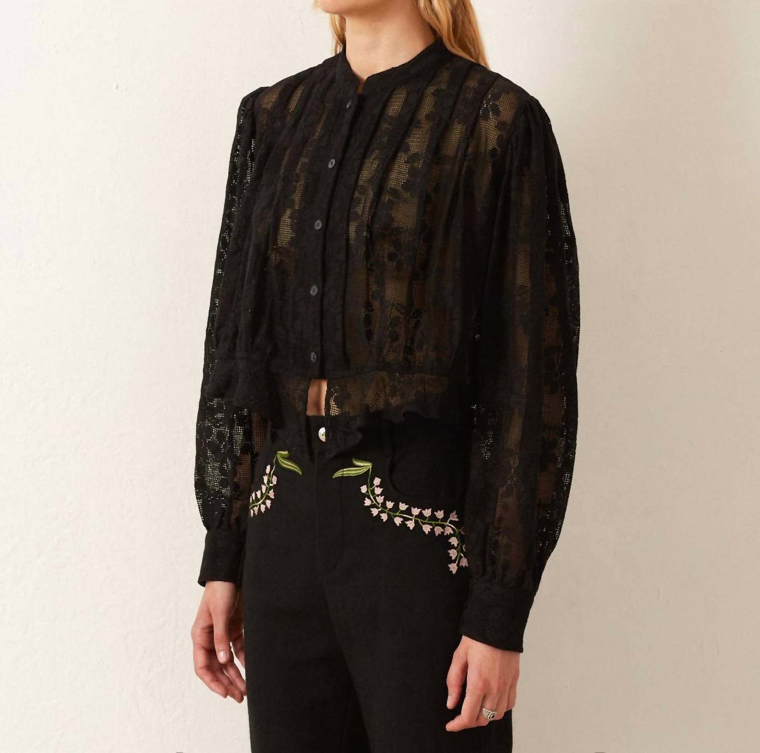 ALIX OF BOHEMIA Ryland Daisy Shirt in blackjack - women's blouse - detail view