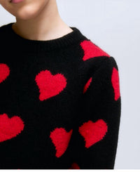 Compania Fantastica Small Heart Knit Sweater Jumper in black - kids' sweater - detail view