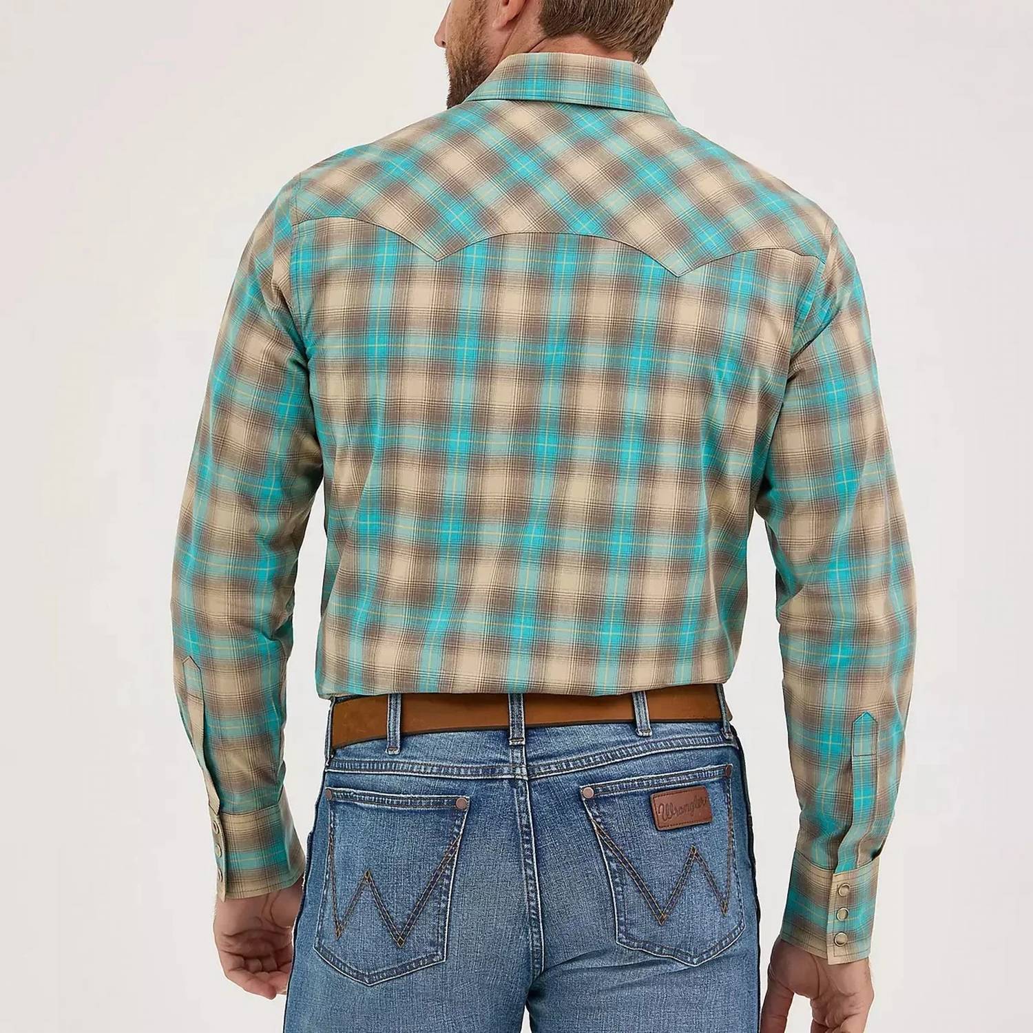 Wrangler - Sawtooth Pocket Plaid Western Snap Shirt