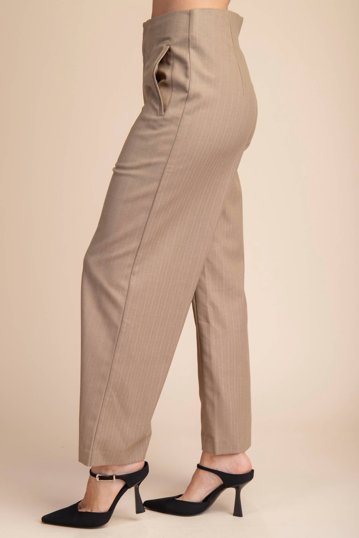 Glam - High Waist Side Pocket Stripe Pants