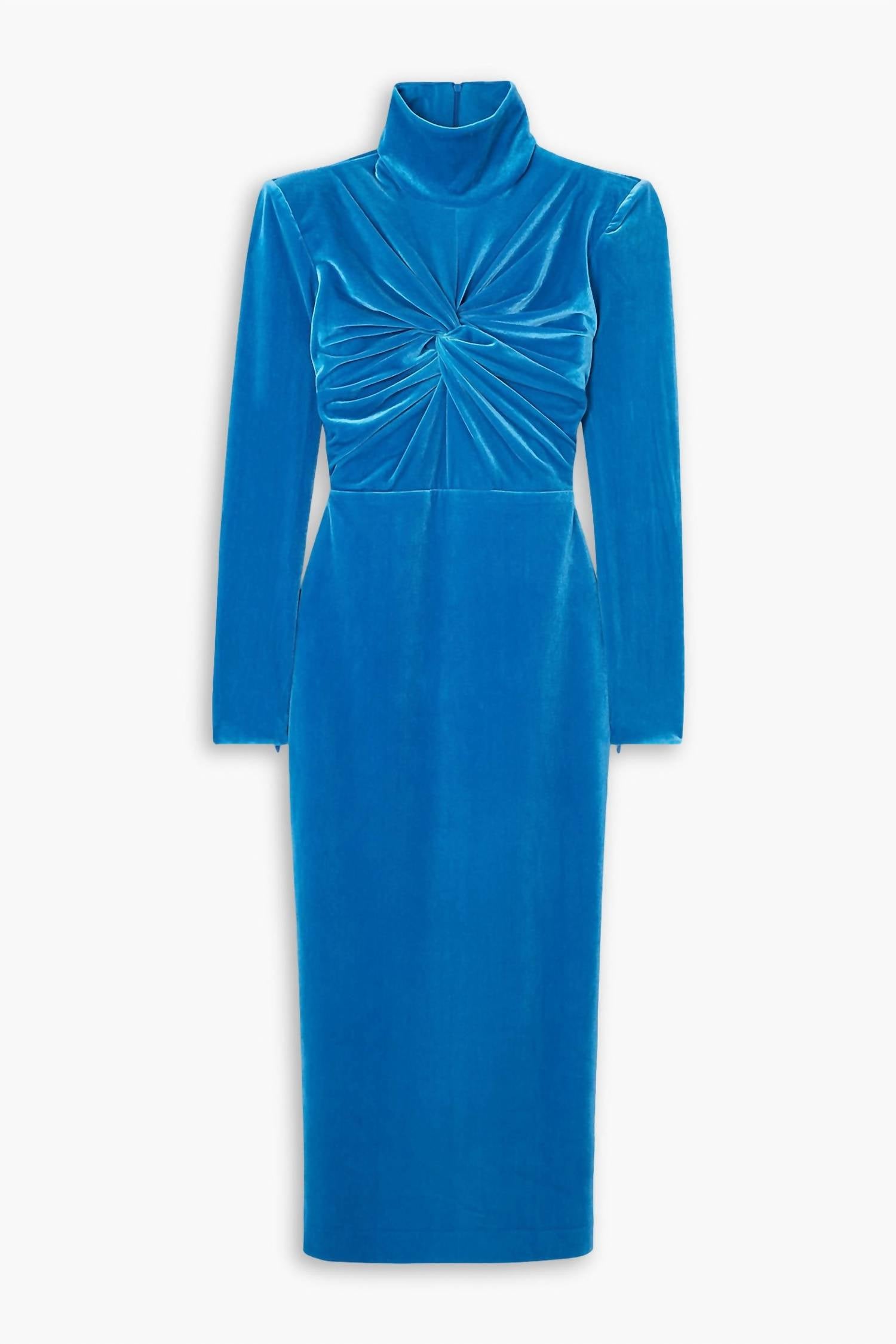 Alex Perry - Preston Velvet Turleneck Twist Long Sleeve Dress
