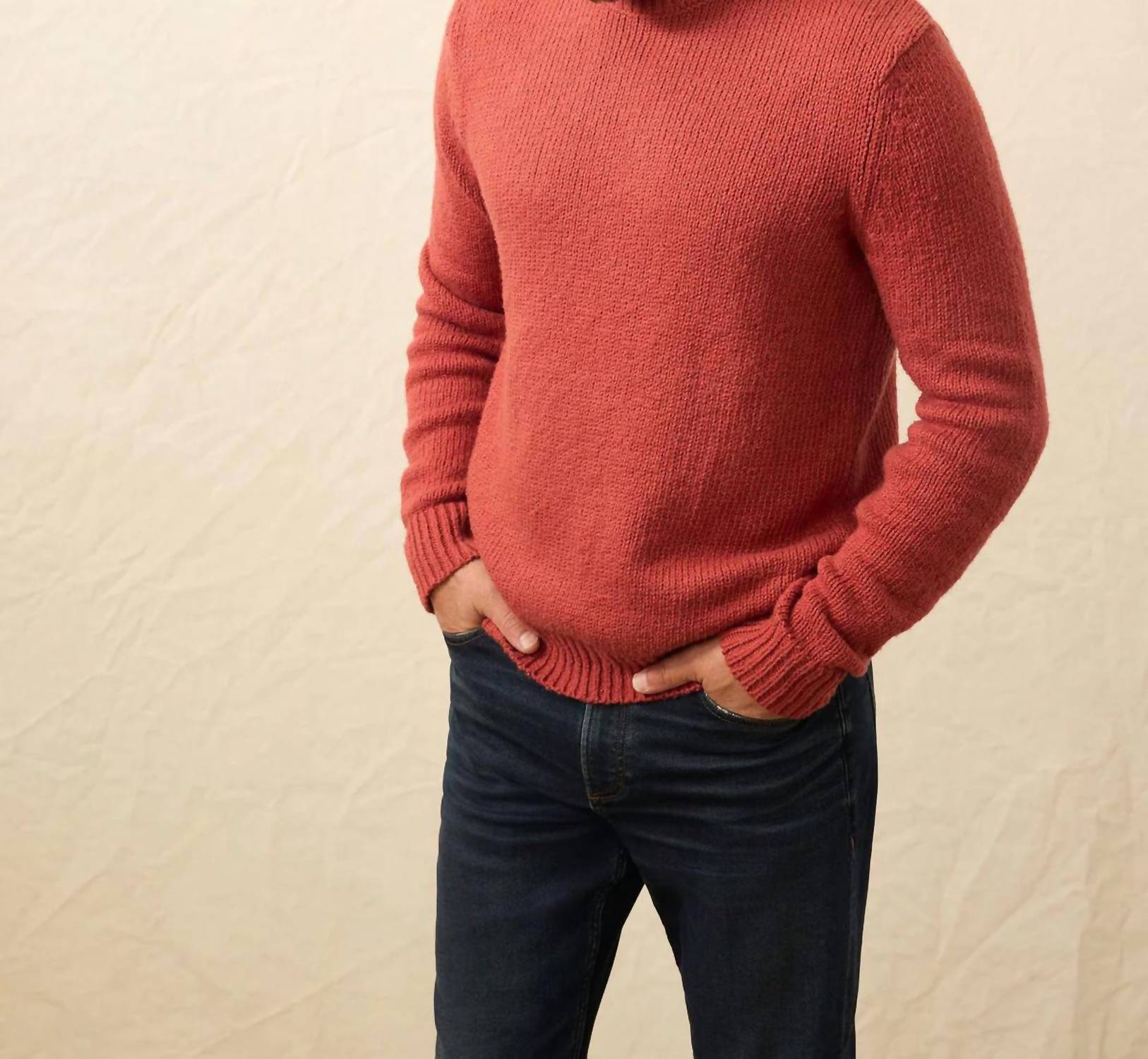 Faherty Heirloom Crewneck Sweater in eclipse red - men's sweater
