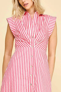 Pinch - Striped Button Down Midi Dress