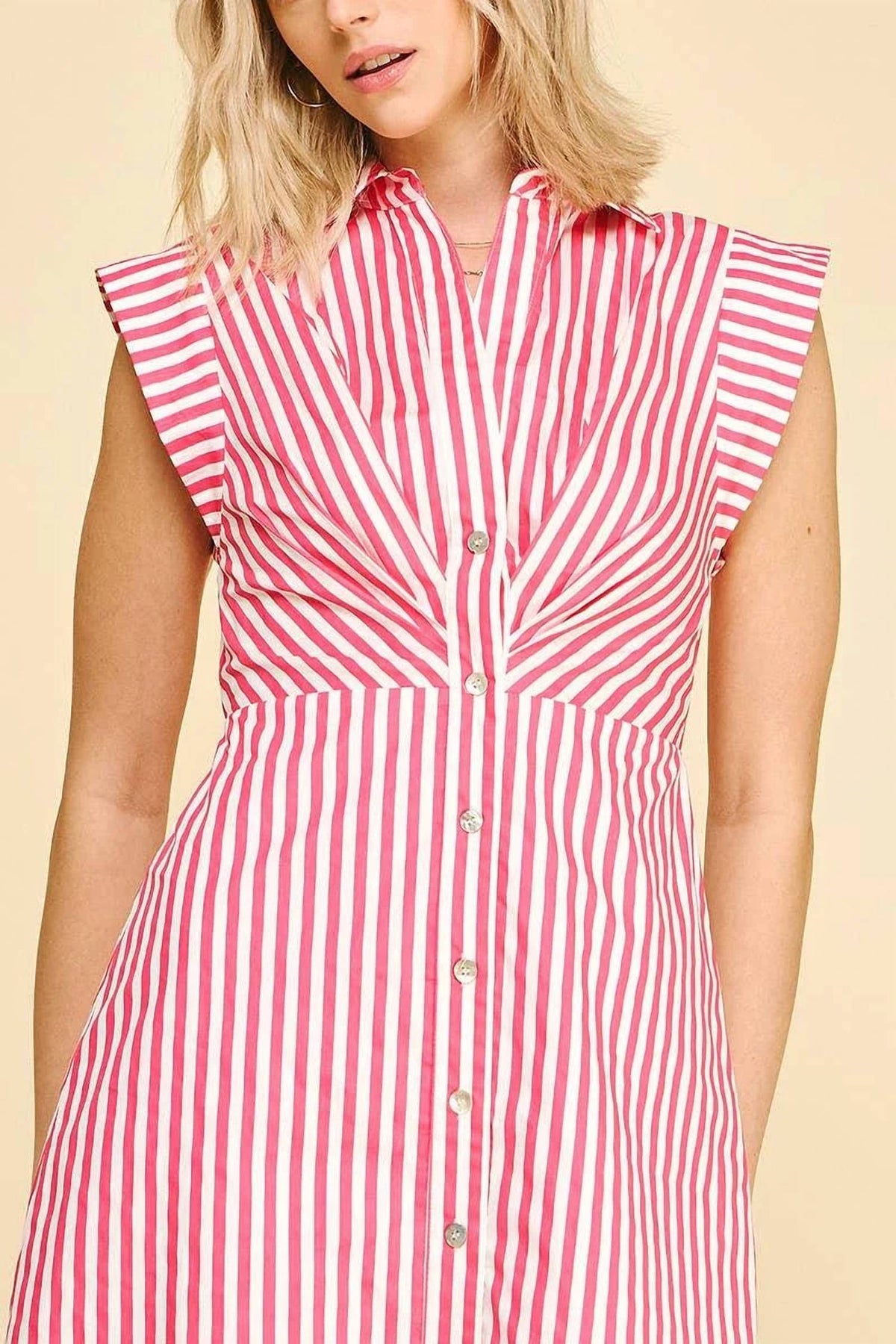 Pinch - Striped Button Down Midi Dress