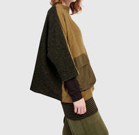 ALEMBIKA Urban Sah Quilted Pullover Sweater in khaki - women's sweater - detail view