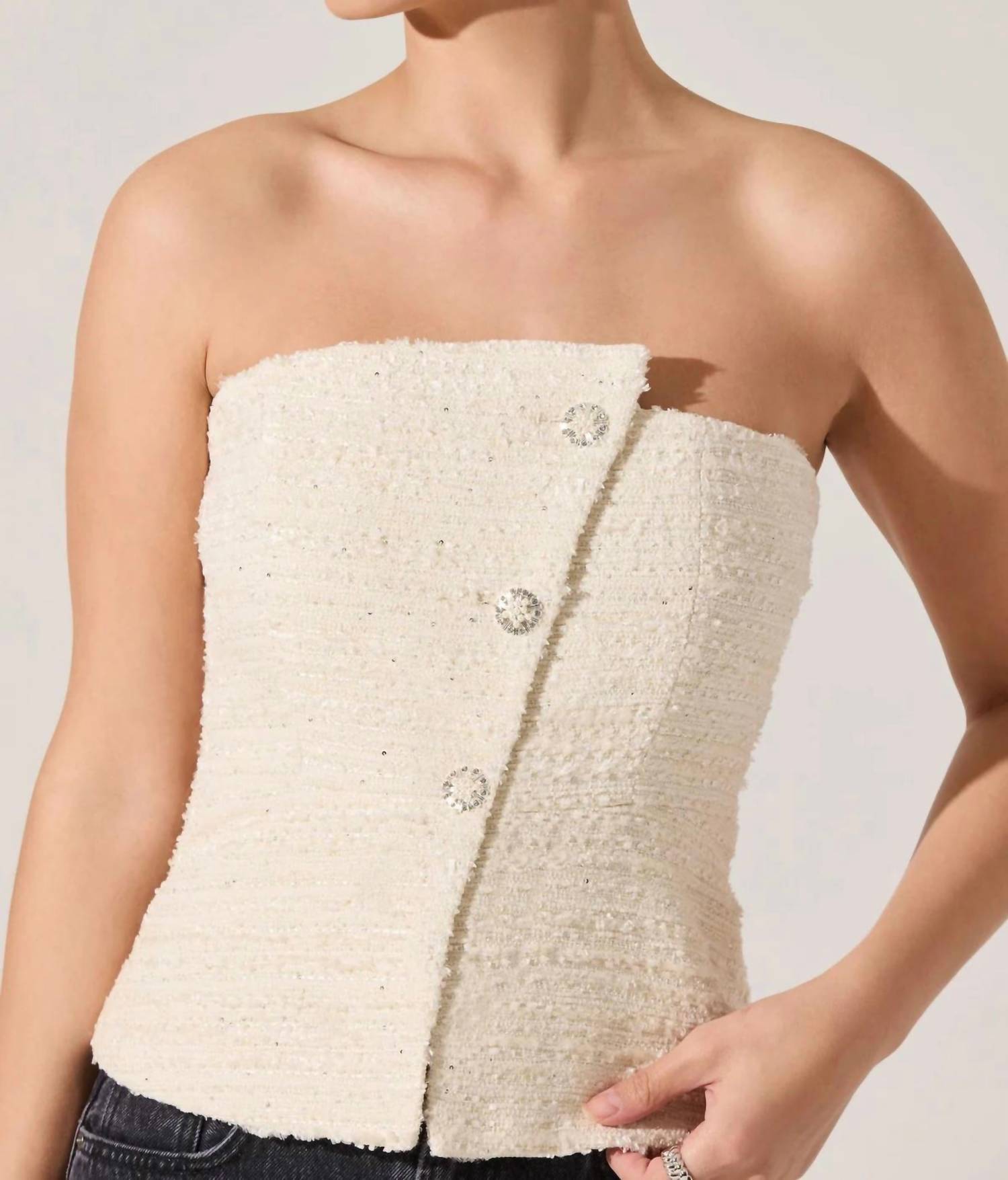 Astr - Xoxo Asymmetrical Tweed Top