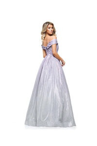 Colors Dress - Long Metallic Glitter Off Shoulder Gown