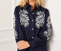 Karen Kane - Embroidered Puff Sleeve Shirtdress