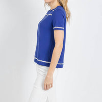 Peace Of Cloth - Sheer Stripe Short Sleeve Crew Top
