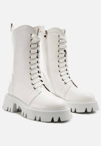 London Rag - Women's Drill Chunky Lace Up Ankle Boots