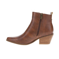 Corkys Footwear Women's Toil N Trouble Bootie in cognac - women's shoe - detail view