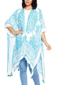 Yak & Yeti - Boho Floral Tassels Kimono Wrap