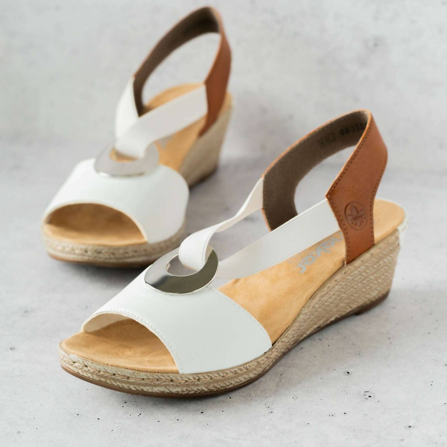RIEKER Women's Low Wedge Sandal in white - women's sandal - detail view