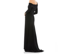 MAC DUGGAL Bead Cuff Drop Shoulder Gown in black - women's dress - detail view