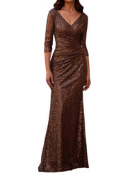La Femme - Sequin Ruched Gown