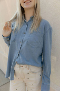 Z Supply - Reese Jersey Denim Button Up Top