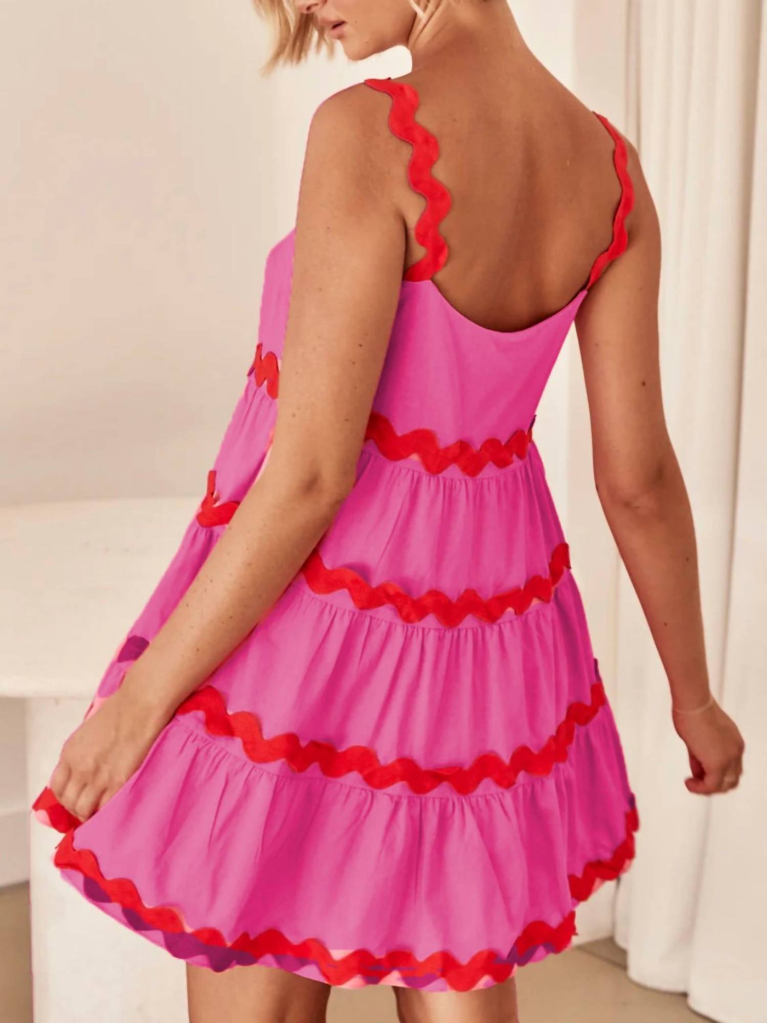 Becoming June - Ric Rac Trim Square Neck Dress
