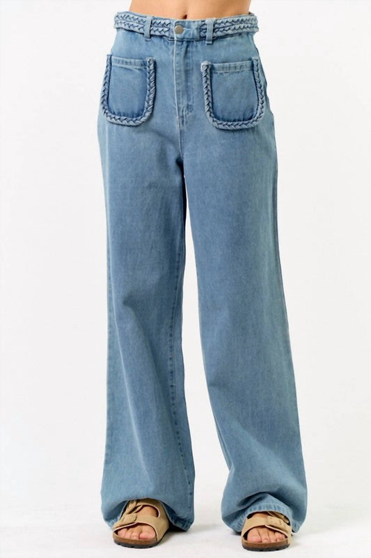 Lalavon - Front Pocket Denim Pants