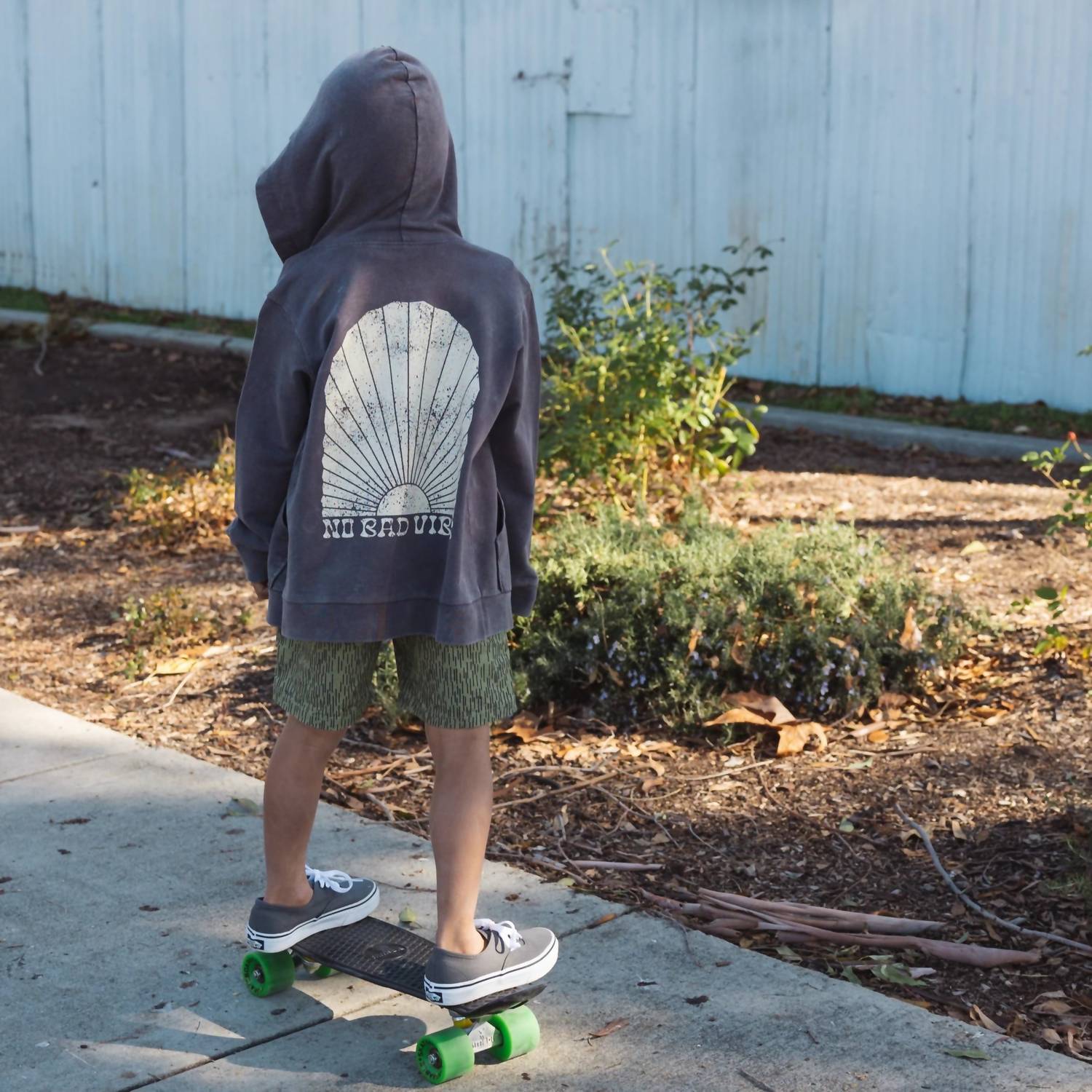 TINY WHALES Boys' No Bad Vibes Sweatshirt in black - kids' shirt - detail view