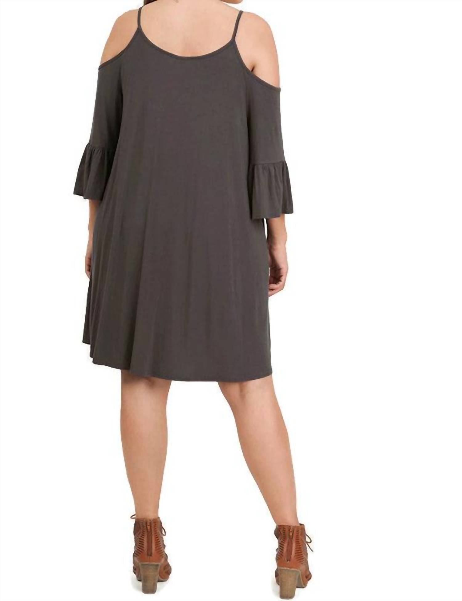 Umgee - Open Shoulder Ruffle Sleeve Dress