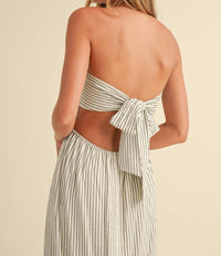 Klesis - Striped Long Back Tie Strapless Maxi Dress