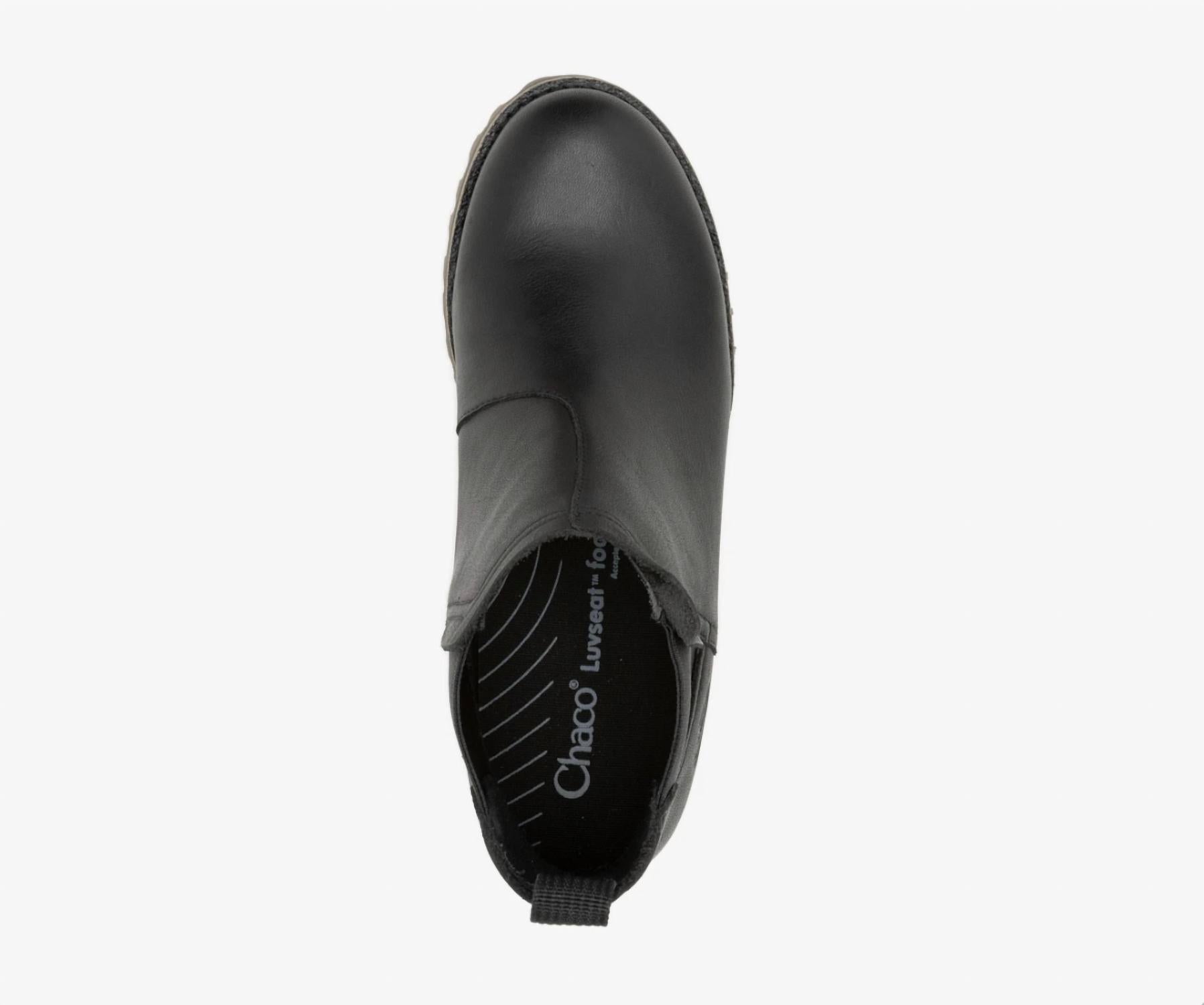 Chaco Women's Fields Chelsea Waterproof Boot in black - women's shoe - detail view