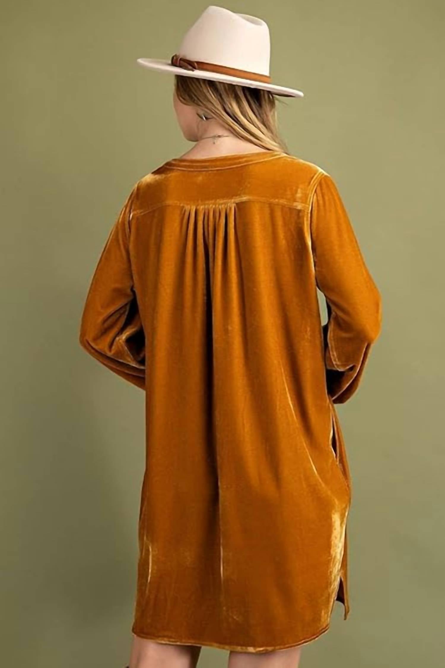 Easel - Rush Of Velvet Tunic Mini Dress