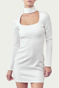 CUTOUT CREPE MINI DRESS