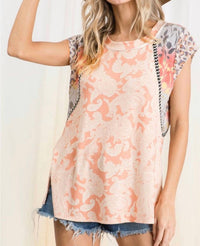 Ces Femme Paisley & Leopard Short Sleeve Top in pink - women's t-shirt - alternate view