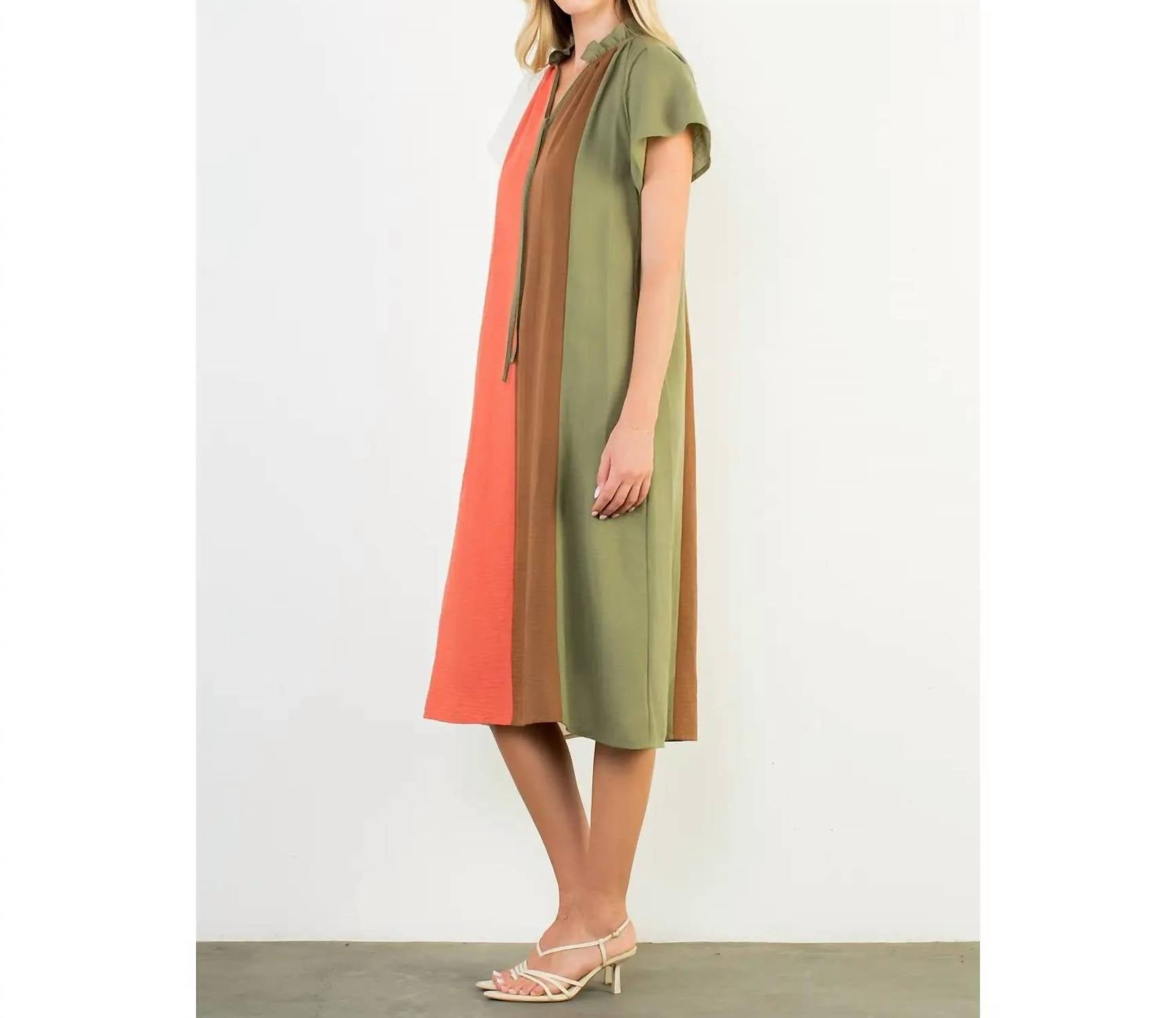 THML Colorblock Midi Dress in multi - women's dress - alternate view