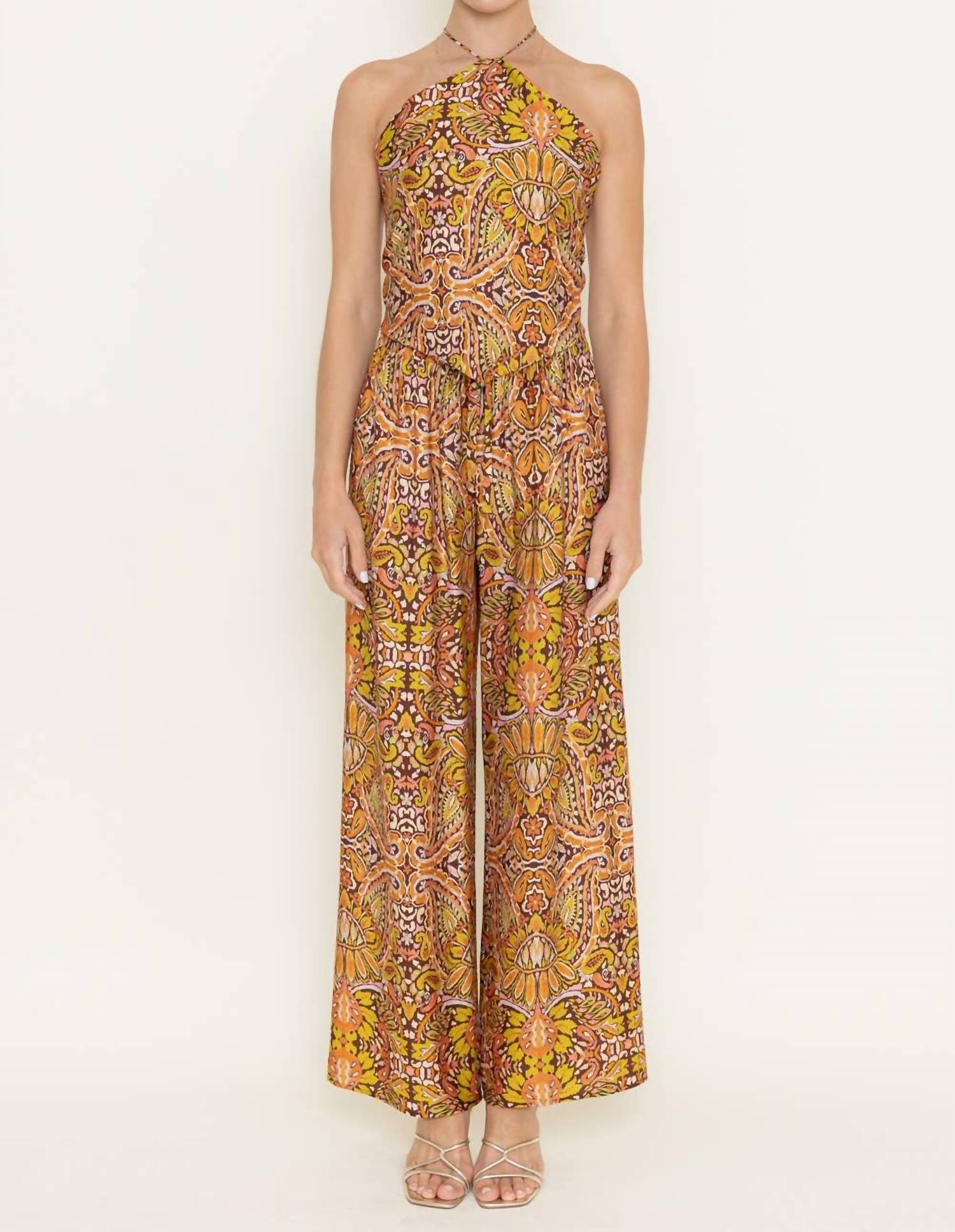 Fore Collection Resort Print Wide Leg Pants in yellow - women's pants - view 4