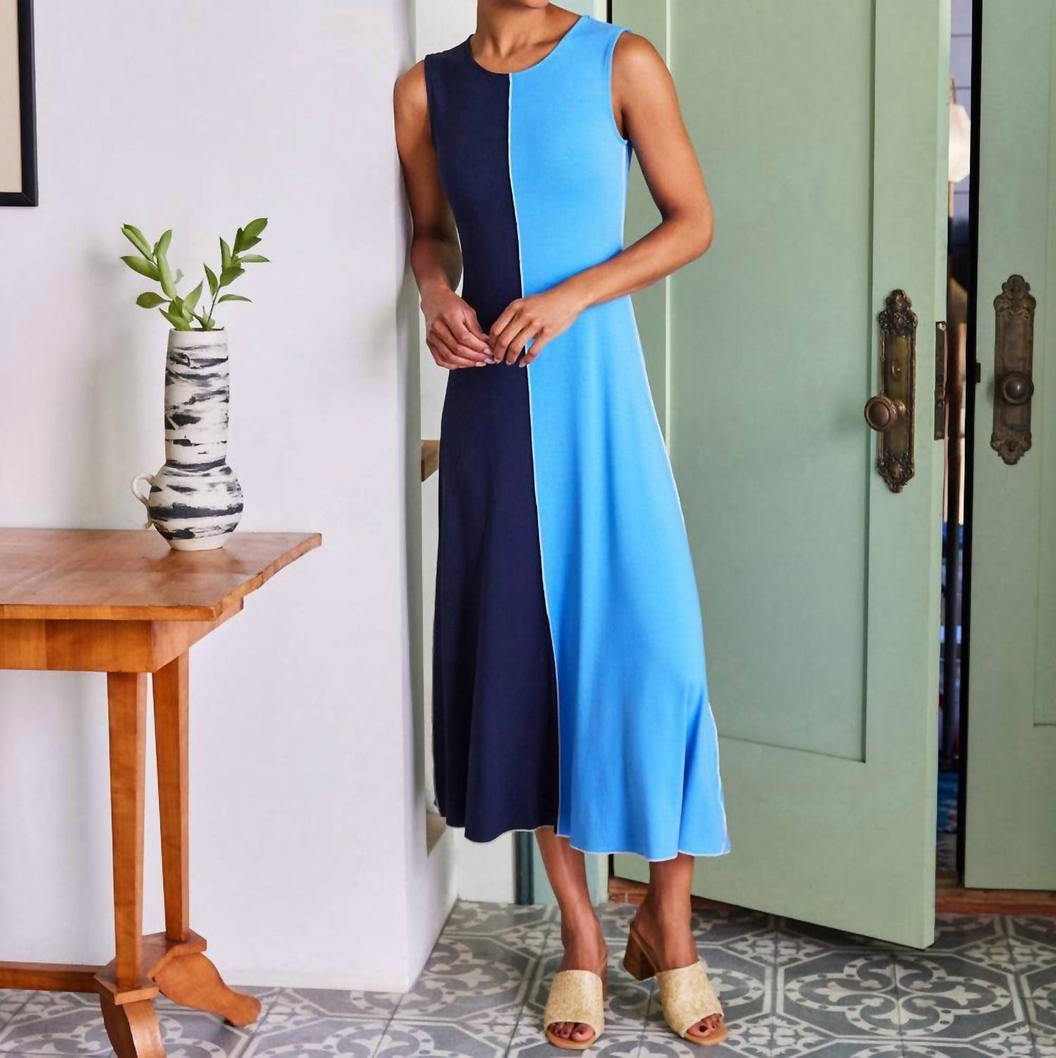 Karen Kane - Women's Sleeveless Colorblock Midi Dress