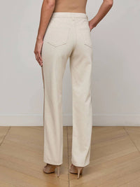 L'Agence Jones Stovepipe Jean With Side Stripe in desert tan taupe - women's jeans - detail view