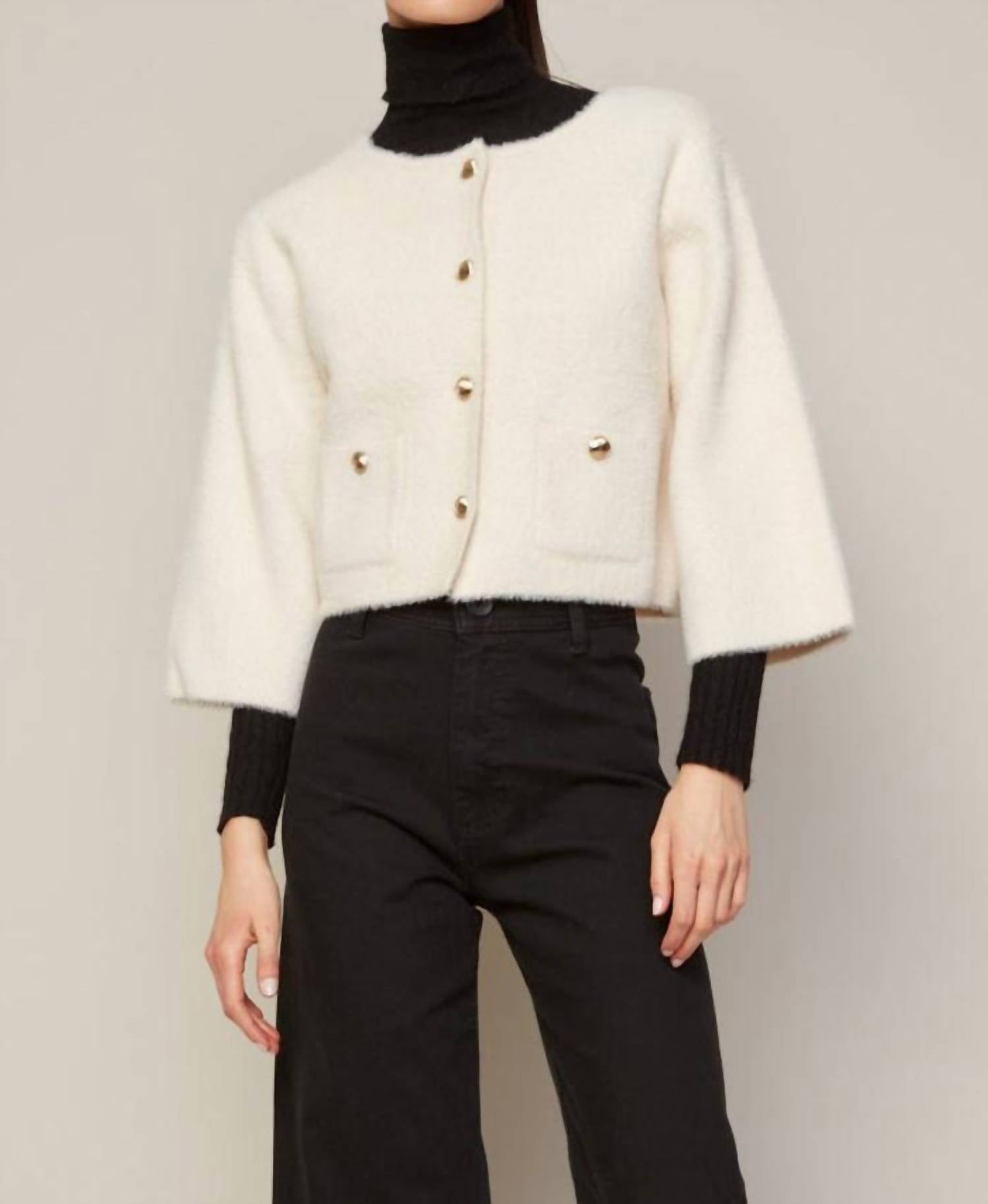Adroit Atelier - Bronte Buttoned Front Cardigan With Patch Pockets