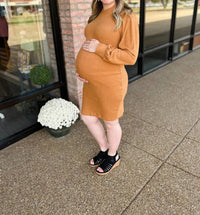 Hello Miz - Cozy Knit Maternity Midi Dress