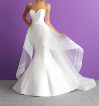 Allure Romance - Strapless Wedding Dress With Detachable Tulle Train