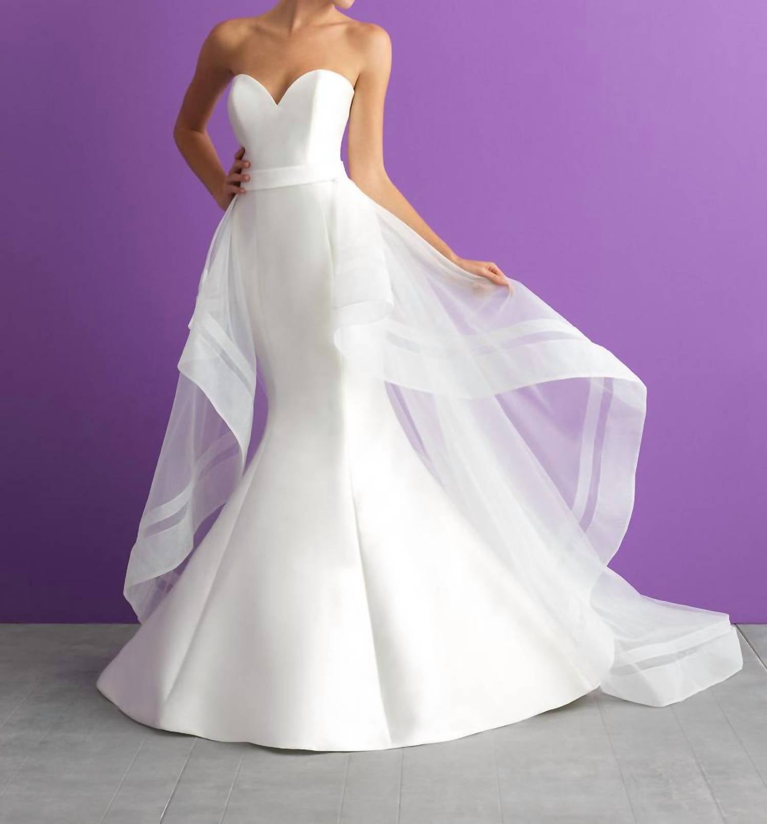 Allure Romance - Strapless Wedding Dress With Detachable Tulle Train