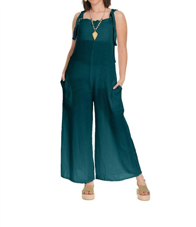 Oh My Gauze! Sabina Cotton Romper in pine - women's pants