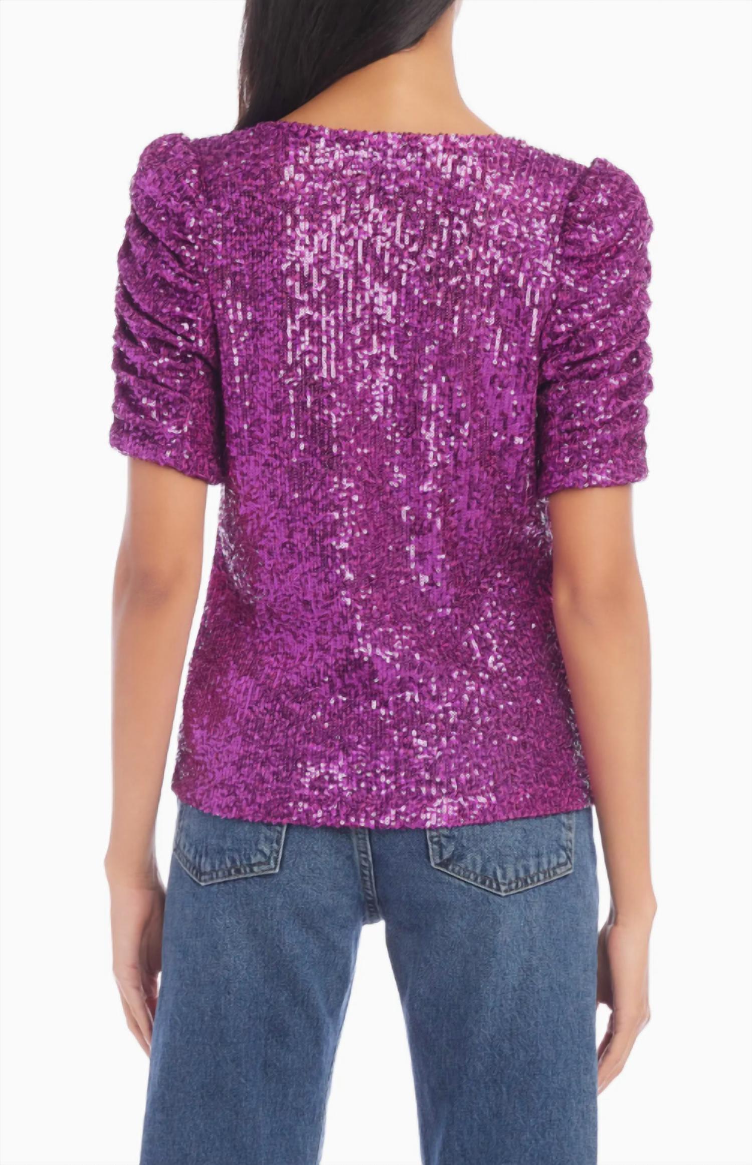 Fifteen Twenty - Sequin Puff Sleeve Top