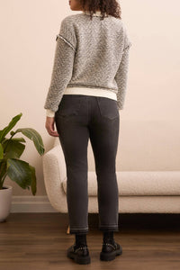 Tribal - V-neck Top With Rib Detail Sweater