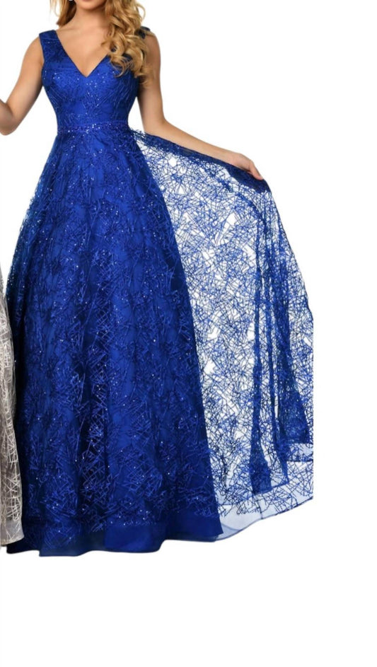 Karishma Creations - Beaded Tulle V-neck Sleeveless Prom Dress