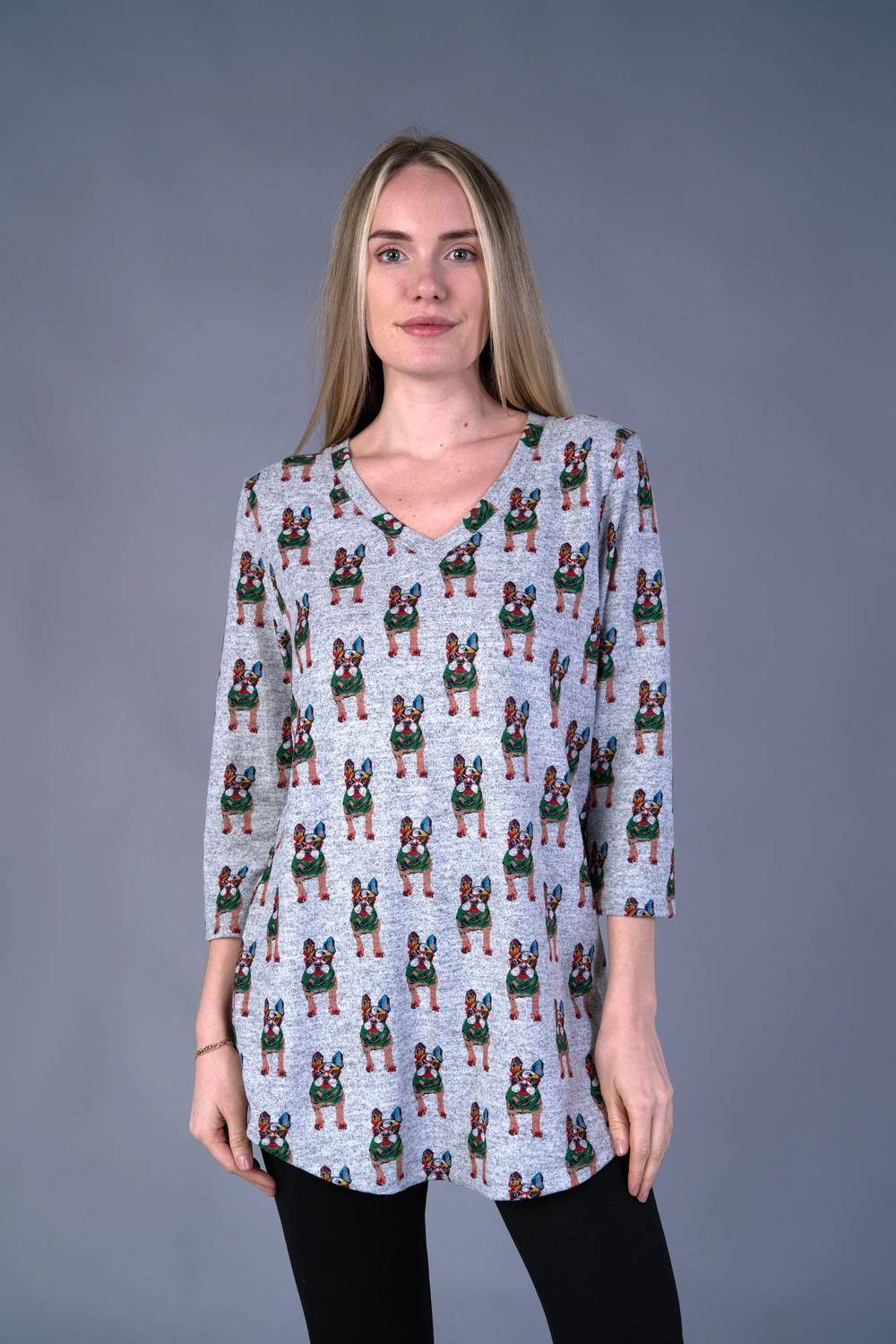 Shana Apparel - Women's Fleece V-neck Dog Tee
