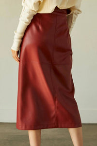Crescent - Natalie Vegan Pu Midi Skirt With Side Buckle