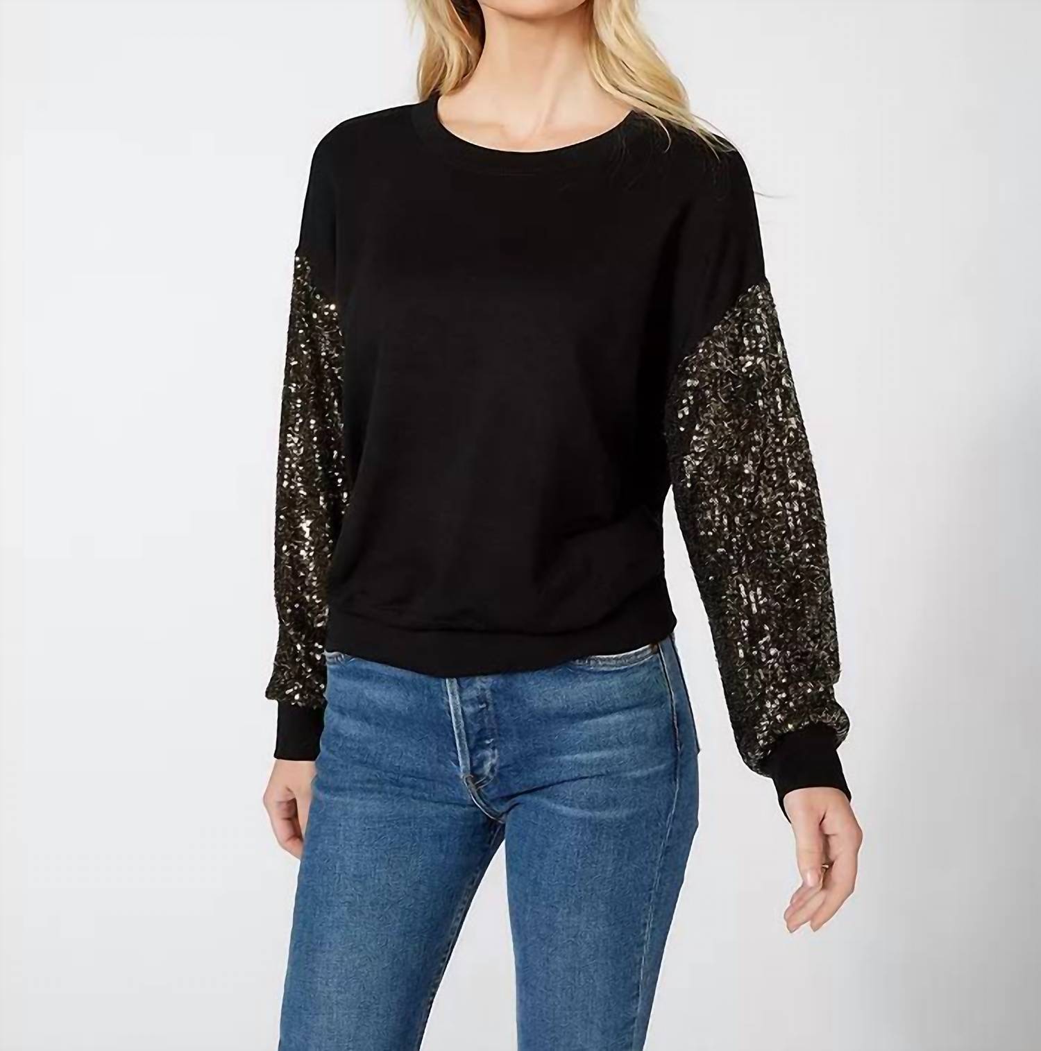 Karen Kane - Sosie Sequin Sleeve Long Sleeve Top
